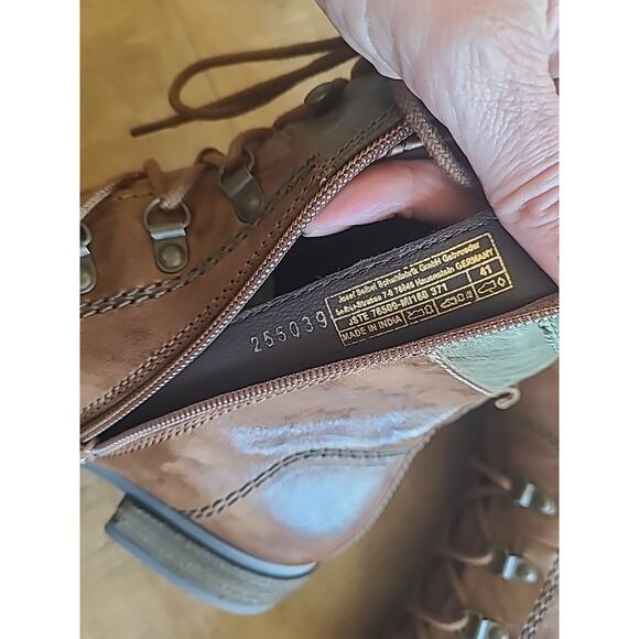 Josef Seibel Women's Sanja 09 Leather Combat Ankle Boot Cognac Brown Green EU 41 - Picture 4 of 12